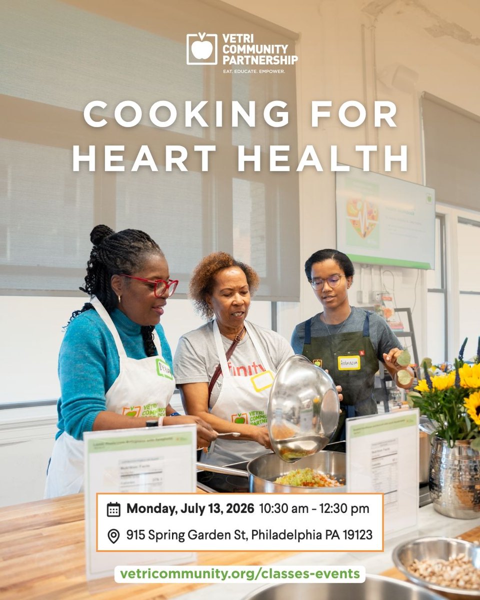 vetricommunity's tweet photo. Want to take charge of your heart health? Join us in the Teaching Kitchen for Cooking for Heart Health this summer!

This series will teach participants how to make sustainable changes through delicious, affordable, heart-healthy recipes. 

💚Register now: https://t.co/02SG1Uhzoj https://t.co/ppXvFnwrp4