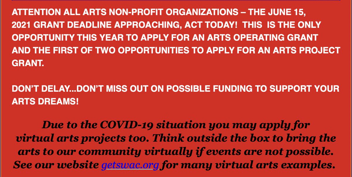 SWAC_MD's tweet photo. Money for the arts at SWAC! - https://t.co/AisOkdLjte https://t.co/dIcNiOz7QN