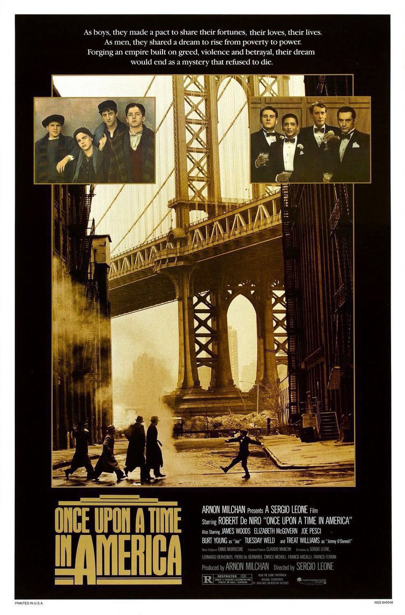 FilmNewsNos's tweet photo. 🎬MOVIE HISTORY 42 years ago today, June 1, 1984, movie 'Once Upon a Time in America' opened in theaters!

#RobertDeNiro #ElizabethMcGovern #TreatWilliams #TuesdayWeld #BurtYoung #JoePesci #DannyAiello #WilliamForsythe #JamesWoods #JamesHayden #DarlanneFluegel #JenniferConnelly https://t.co/lDHTzDfnFh