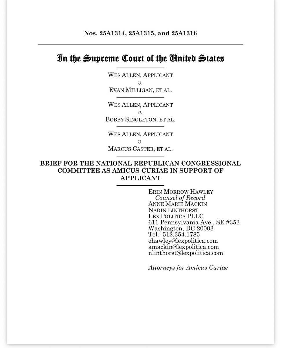 mcpli's tweet photo. NEW: The NRCC has filed an amicus brief in support of Alabama. 

The response of Black VRA plaintiffs is due by 4 pm ET today 

https://t.co/DSgVNKPZLs https://t.co/Rp7u4TVhsk