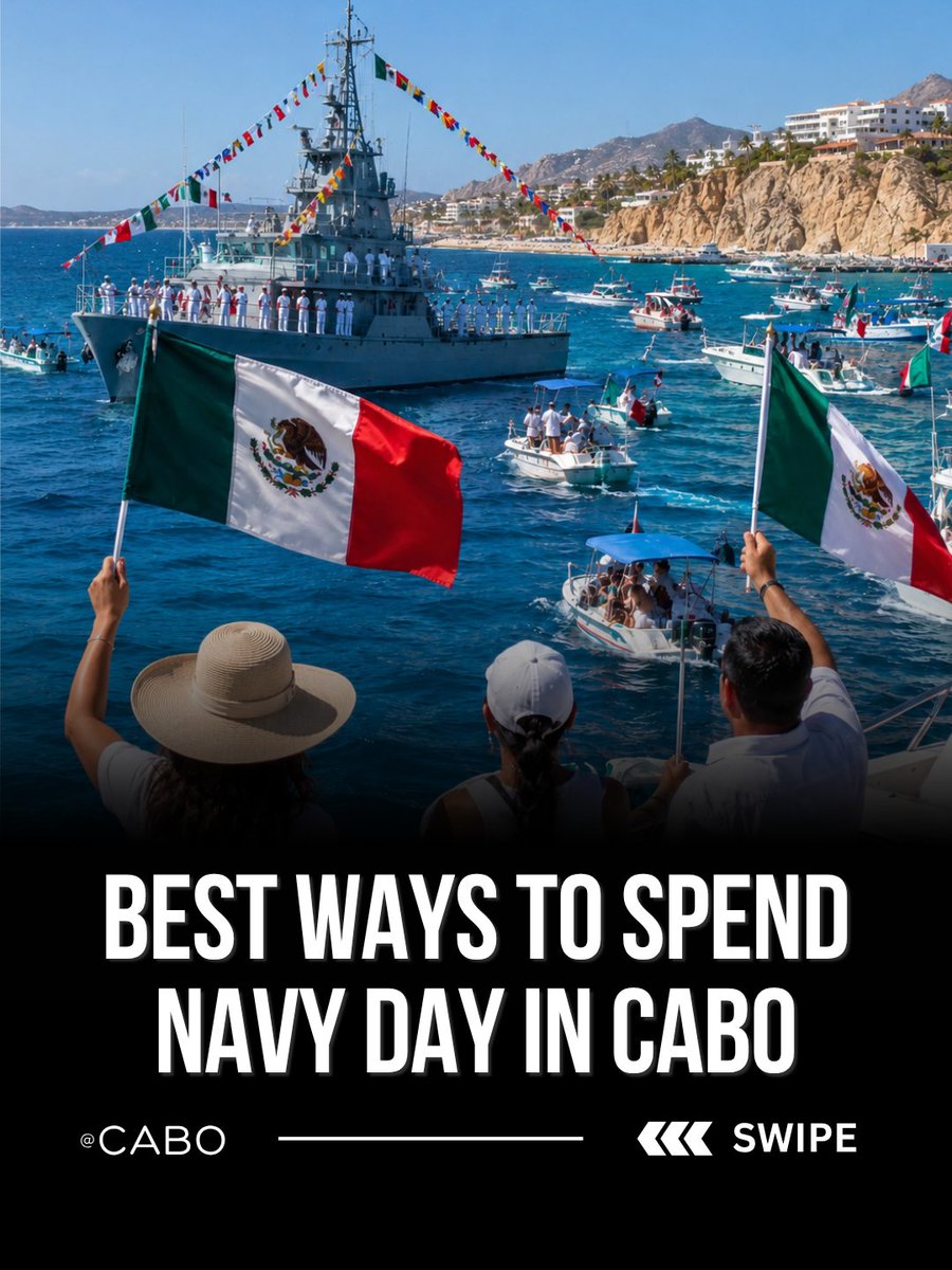 caboIG's tweet photo. Did you know June 1 is Navy Day in Mexico?

Navy Day, or Día de la Marina, is a meaningful maritime date in Cabo, especially around the marina and waterfront. Start with a morning marina walk or boat tour, spend the afternoon by the water, and check same-day local programming b https://t.co/AGr618uNP5