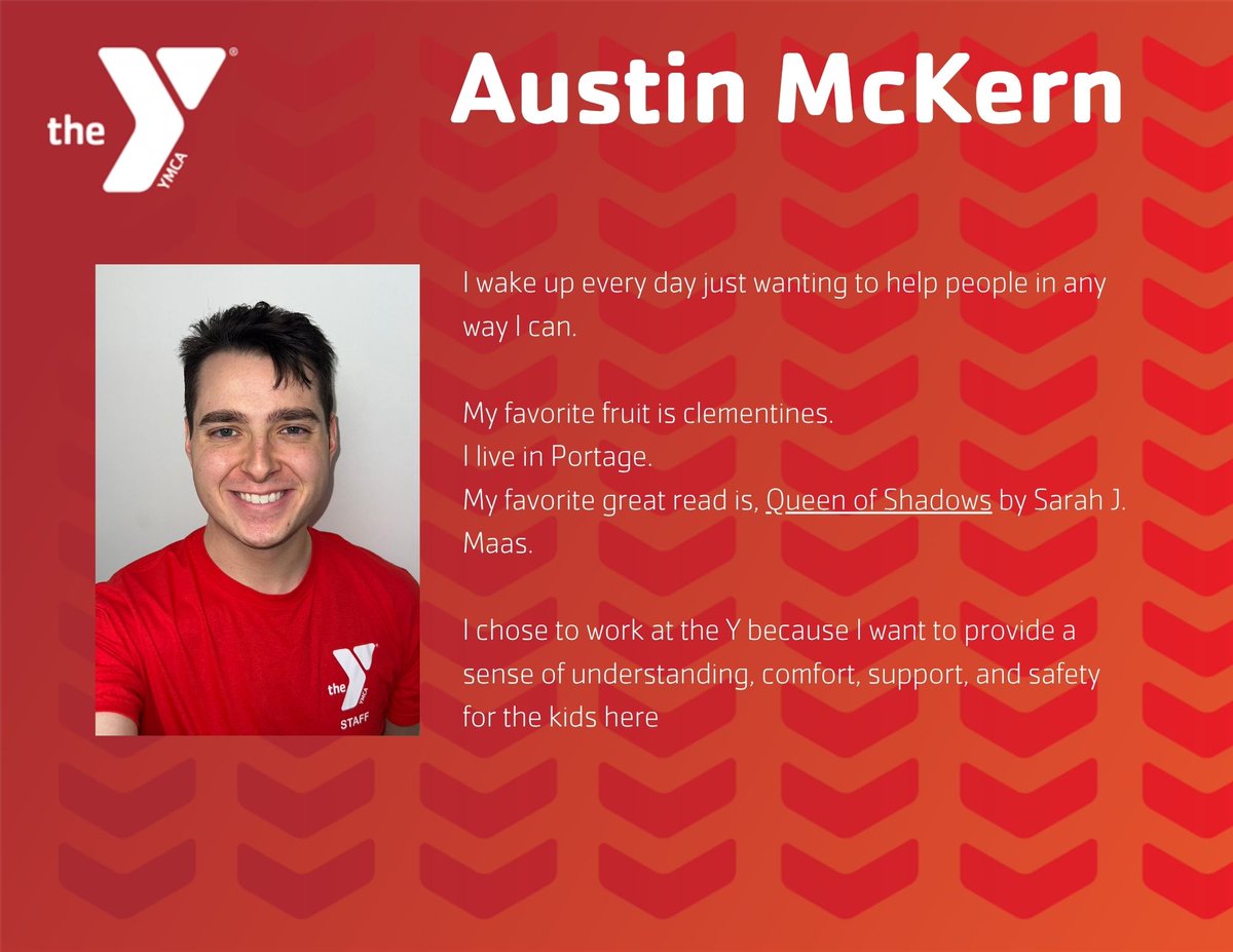 PortageY's tweet photo. Please help us welcome Austin to the Portage YMCA Family! 🎉🥳 #portageymca #welcome #ymcafamily https://t.co/MsYzSbzNqk