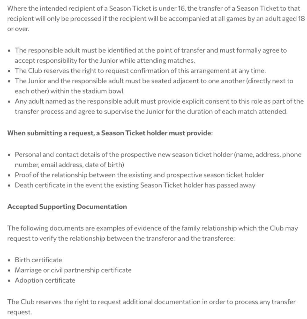 DarrenArsenal1's tweet photo. Liverpool announce new Season Ticket ownership policy in place to transfer to a close family member.

Close Family Member is defined as any of the following relations to a Season Ticket holder:

Parent, Child, Sibling, Spouse, Grandparent & Grandchild.

Good idea and should be considered by Arsenal when we do end up with ST Amnesty one final time, with conjunction of expected ID requirements in due course