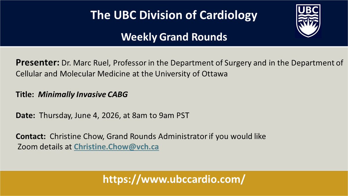 CardioUBC's tweet photo. Join us for another Grand Rounds Session @Dilawri
#DCI #DilawriInstitute #cardiovascularcare @CardioUBC #UBCCardiology #CardioUBC #UBCCardiology https://t.co/64RFkLMOix