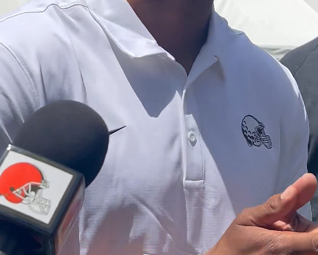 JeffDLowe's tweet photo. You: MYLES GARRETT TRADED!

Me: Where can I get this cool #Browns golf ball helmet logo golf shirt? https://t.co/OE08J1gYmp