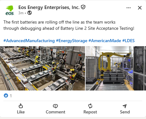 DonDraperDude's tweet photo. $EOSE https://t.co/gpiND3lh2W