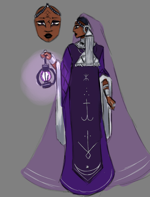 eldritchphant0m's tweet photo. oc concept as a warmup. i think she could use more detail like the braids with the circle jewelry over her shoulders and more detailed jewelry... and i should refine which symbols i use. if anyone amazigh somehow sees this i would love your thoughts https://t.co/84hyjNFZOZ