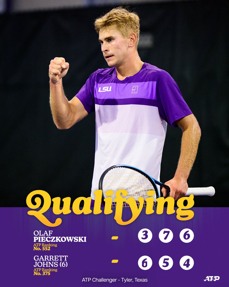 LSUTennis's tweet photo. Pieczkowski rallies his way to Qualifying Round 2 of the Tyler, Texas ATP Challenger‼️ https://t.co/pHkNQMGsOC