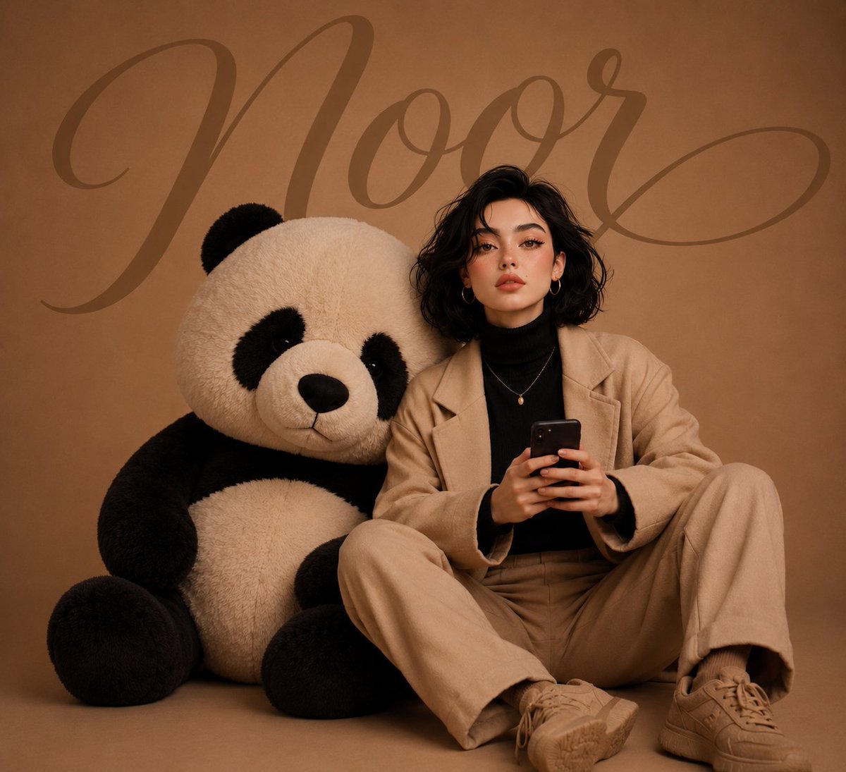 Girl with Giant Plush Panda