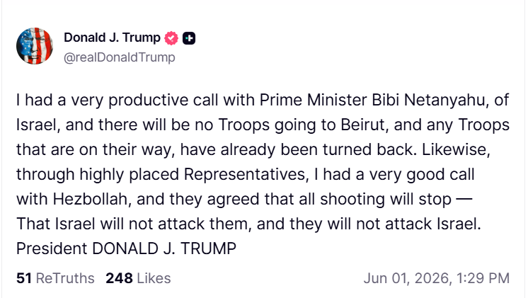 AlexGriffing's tweet photo. "I had a very good call with Hezbollah" (pretty sure this didn't happen...) https://t.co/0HLgB9Lu6o