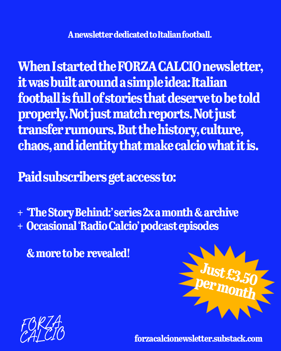 luketaylortcd's tweet photo. Join the curva. Support the newsletter. 

I'm launching the paid tier of FORZA CALCIO, where you'll get access to two monthly deep dives and the full archive, as well as more.

Free tier remains the same as now. 

Subscribe for just £3.50 per month. 

https://t.co/qvxKAUTCjI https://t.co/kD9MiU8SU5