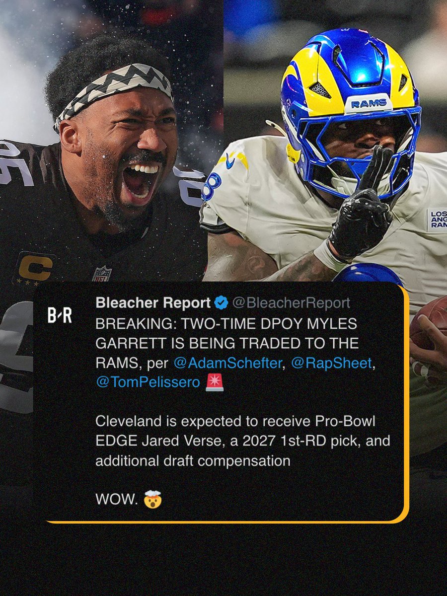 WilliamHillUS's tweet photo. UNREAL SCENES TO START JUNE IN THE NFL! 🚨 MYLES GARRETT TO THE RAMS! 😱
#NFL | #NFLTr #NFLTrades https://t.co/Q5nsgHdJ8Y