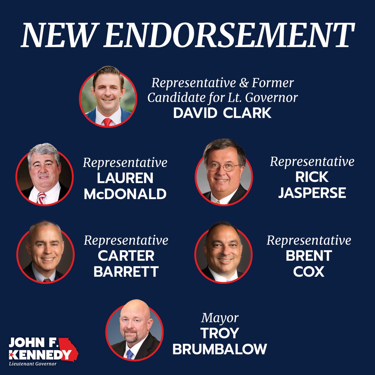 johnfkennedyga's tweet photo. I am incredibly grateful for the support of these proven conservative leaders from Forsyth County. From the Gold Dome to Cumming City Hall, each one of them has fought every day to deliver real results for the hardworking Georgians they represent, and when faced with the options in this runoff, their decision to support our campaign means the world to me as we head into the final stretch of this campaign. With their support, we are going to finish strong on June 16 and keep building the conservative coalition our state needs to keep Georgia growing, learning, and safe.