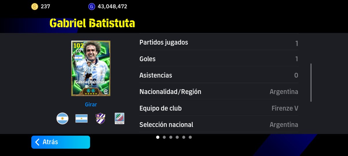 HimmNob's tweet photo. A aprovechar a este jugadorazo!!! Primer encuentro de Batistuta, 1 gol... 

#eFootball
#eFootball2026
#eFootball2026mobile https://t.co/hg7RaGqfSj