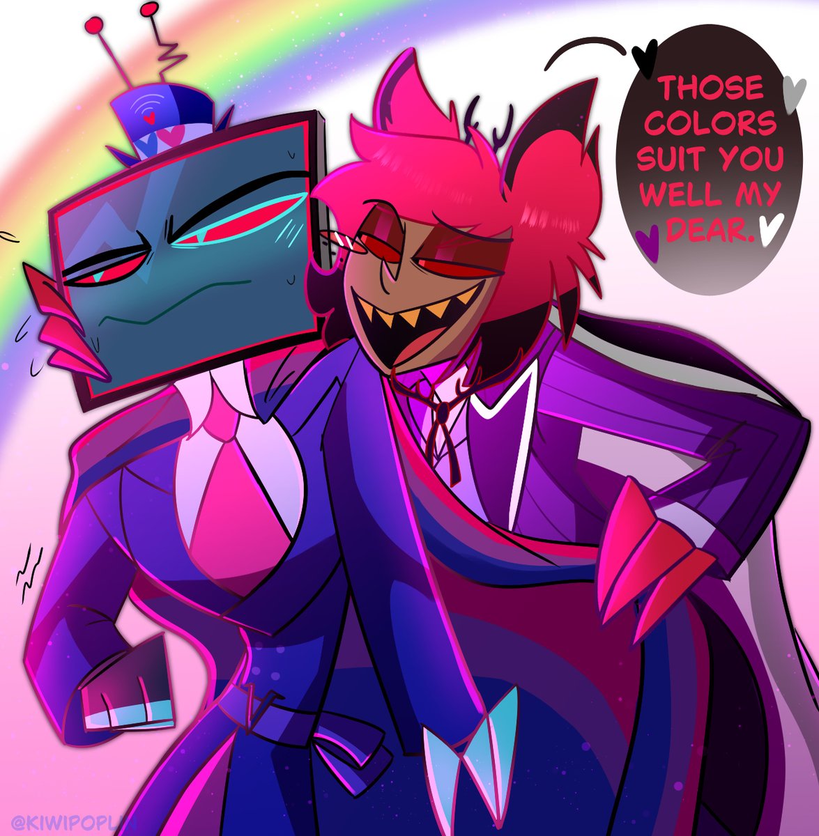 kiwipoplin's tweet photo. HAPPY PRIDE!! 🌈✨

#hazbinhotel #hazbinhotelalastor #hazbinhotelvox #radiostatic https://t.co/elsev4aRLG