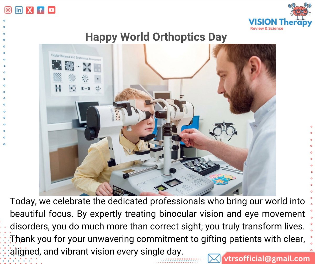 VTRSofficial's tweet photo. Happy World Orthoptics Day!
we don’t just treat eyes—we align perspectives, restore depth, and bring the world back into focus. Thank you for trusting us to guide your sight toward a clearer, more balanced tomorrow. #VTRS #WorldOrthopticsDay #Eyecare https://t.co/eW1fOlZzLX