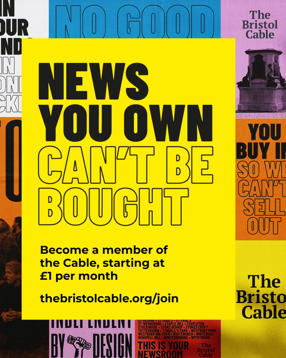 TheBristolCable's tweet photo. Murdoch. Rothermere. Musk. Marshall.

Then there's Bristol.

Scroll. 👇

We're asking Bristol to help us reach 3,000 members by October. It starts at £1 a month.
https://t.co/AE8uf1ZD8T

#NewsYouOwnCantBeBought #BristolCable https://t.co/yvZsPcS7In
