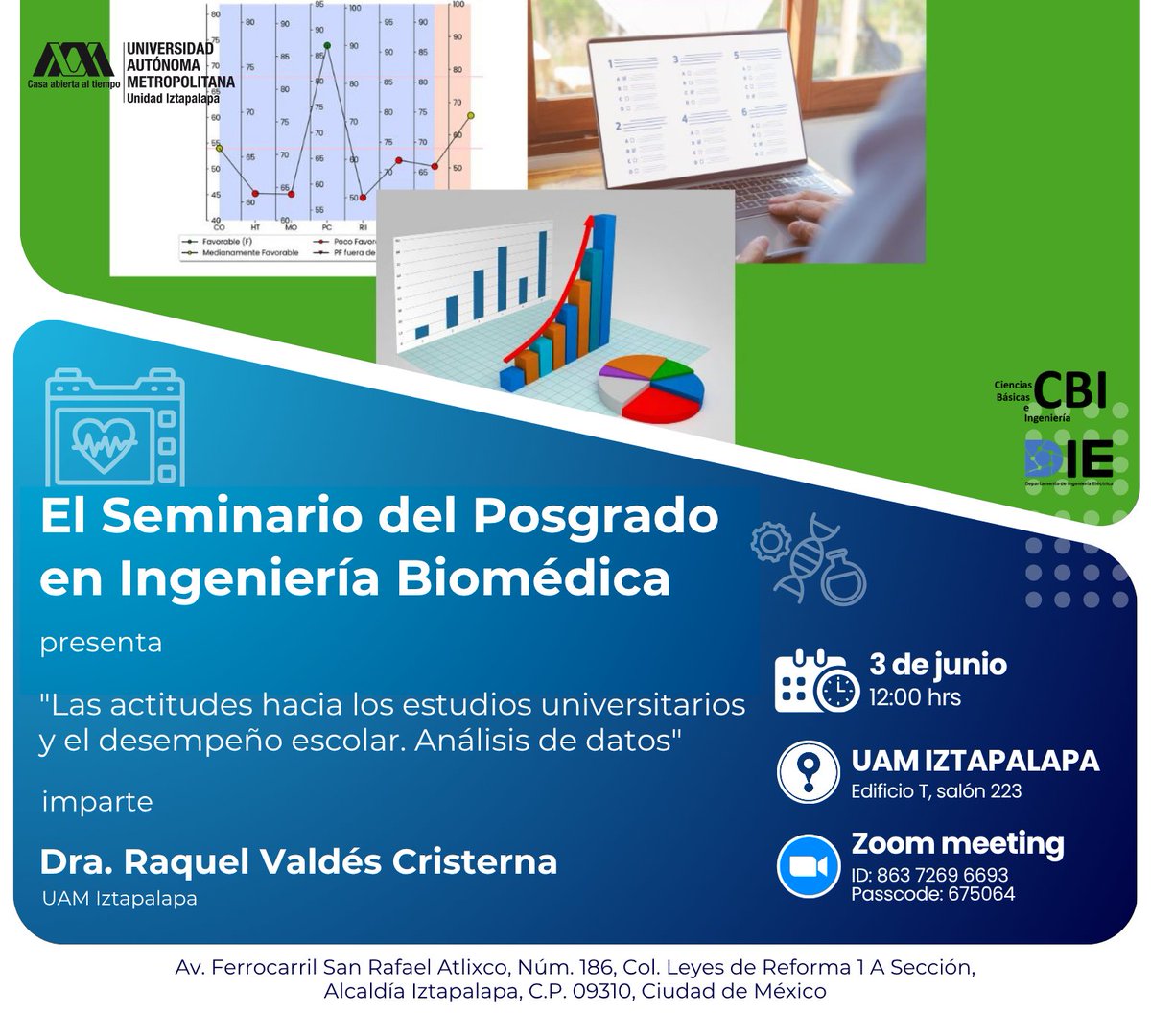 IB_UAMI's tweet photo. ¡La comunidad UAM está cordialmente invitada al  seminario:

“Las actitudes hacia los estudios universitarios y el desempeño escolar. Análisis de datos”

Una interesante charla con un tema de gran relevancia 
Imparte: Dra. Raquel Valdés Cisterna

 ¡Los esperamos! https://t.co/oxAsia8uqY