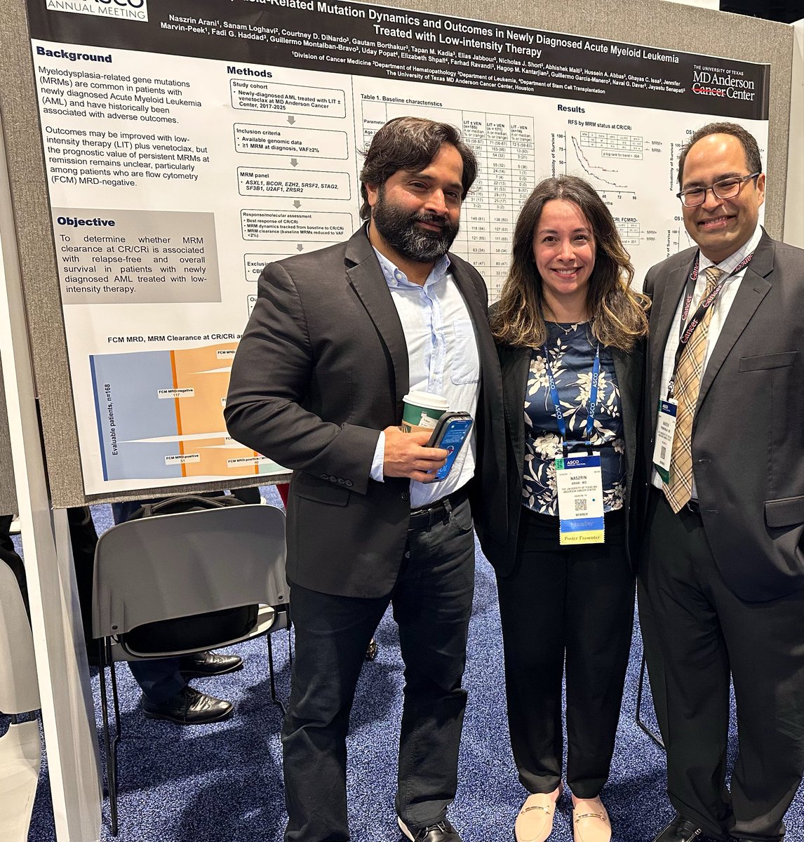 doctorpemm's tweet photo. 👉👉👉ASCO Poster walk ! Highlighting our amazing early career investigators ! Congratulations to our superstar brilliant heme/Onc fellow MD Dr @naszrinMD on presenting her poster at #ASCO26 | @ASCO #ASCOPosterWalk @Daver_Leukemia  @UTMDAnderson #endcancer | 🙏 @TapKadia | https://t.co/cbsbZCUvDT