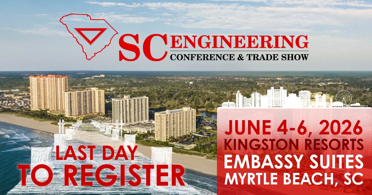 theACECSC's tweet photo. It's almost here! 👀
Register online for the 2026 SC Engineering Conference &amp; Trade Show; you have until 5:00 p.m. to register online. ⏰ After today, walk-in registration will be available at the front desk during the event.
🔗 Register here:
https://t.co/isWiQm6up0
#2026SCEC https://t.co/0FGf9byiwS