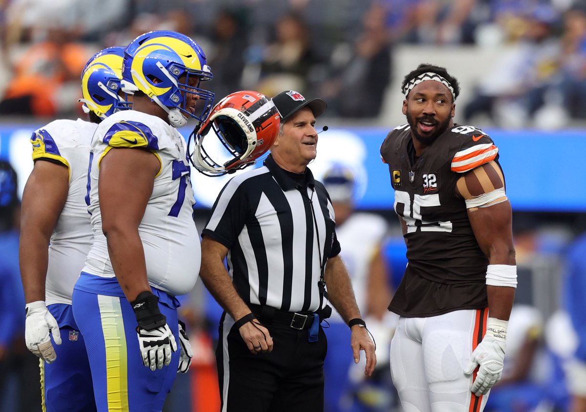 EKlambara's tweet photo. Gotta respect the Rams going all in and bringing in Myles Garrett. Adding Trent McDuffie and Garrett to a team that was already a legit Super Bowl contender makes this Rams team very potent and dangerous heading into next season. On the other hand, Browns weren’t going to compete this year and they added some much needed draft capital to continue their rebuild. Verse is a nice piece for them as well.