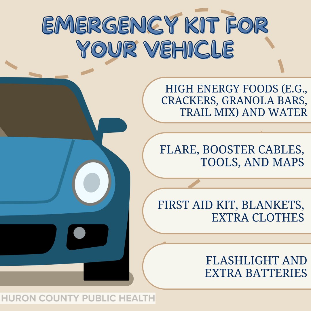 HuronCoHealth's tweet photo. It’s the first day of June, and that means National Safety Month! Along with practicing safety measures indoors and outdoors, don’t forget to have your vehicle equipped for unexpected situations.

More car safety tips can be found at https://t.co/EJZKnpUFda. https://t.co/YzVgh9CdXF