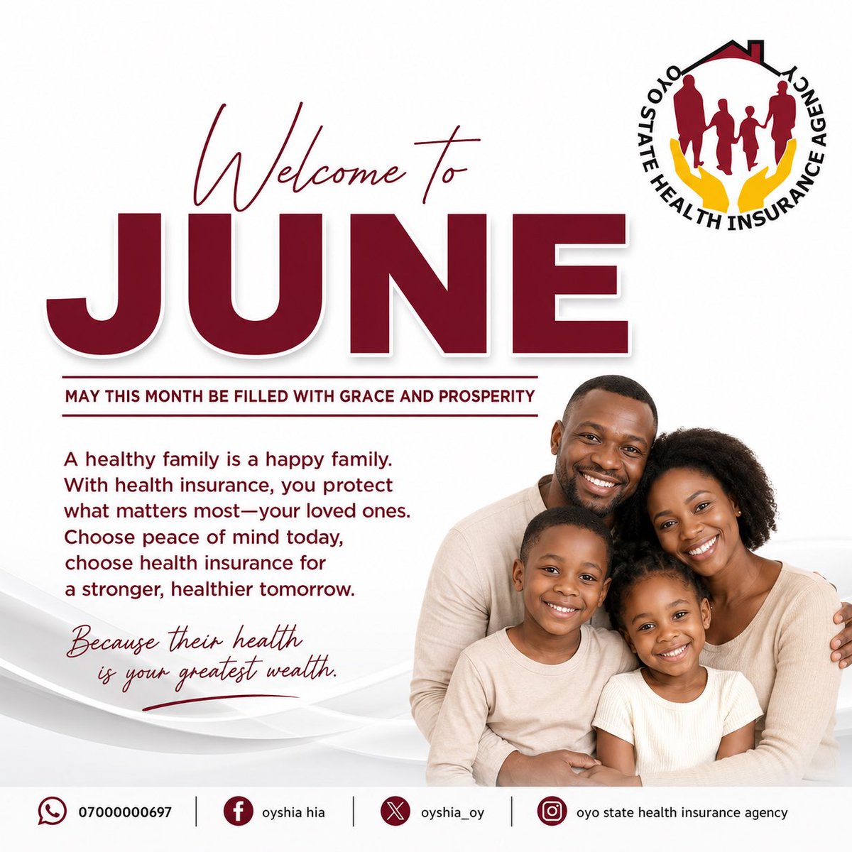 CEOsofSSHIAs's tweet photo. Happy new Month Nigeria!

Stay safe, stay prtotected. Enroll in your state SSHIA and enjoy prompt, quality healthcare delivery.

#healthcareforall #healthinsurance https://t.co/6eLVCHr3M6
