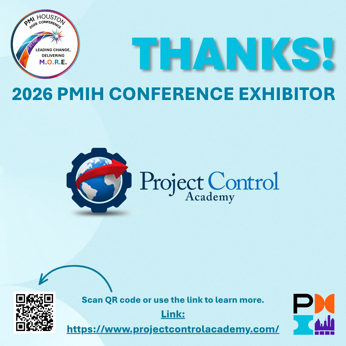 PMIHouston's tweet photo. PMI Houston is very excited to announce Project Control Academy as an Exhibitor at the PMI Houston 2026 Annual Conference and Expo! 

Learn more and register at: https://t.co/CQYk53YIkV 

And please visit PCA at: https://t.co/teTFpTWU6i https://t.co/xnMa1nFBo5