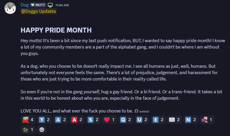 TheDogVT's tweet photo. Happy Alphabet Gang Month🏳️‍🌈 https://t.co/8hbOuYz2rg
