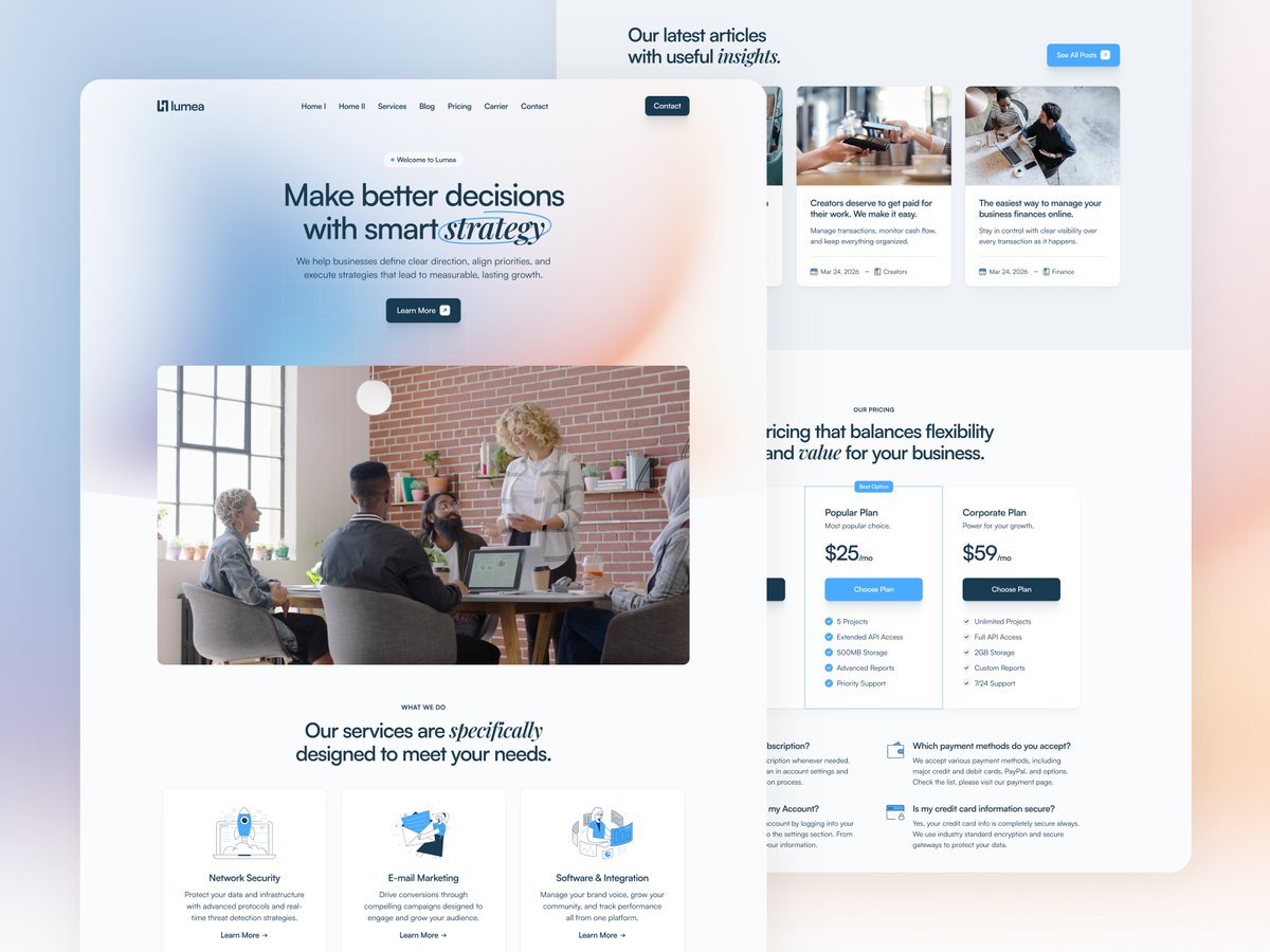 elemisthemes's tweet photo. Meet Lumi ✨

A free @framer template for agencies, startups, and creative businesses.

Featuring 2 homepage variations, CMS, careers, pricing tables, sticky scrolling, and premium interactions.

👉 https://t.co/NwR87Rp6pm

#Framer  #Framerexpert  #Freebies #FramerTemplate https://t.co/gRnhW4BGFF
