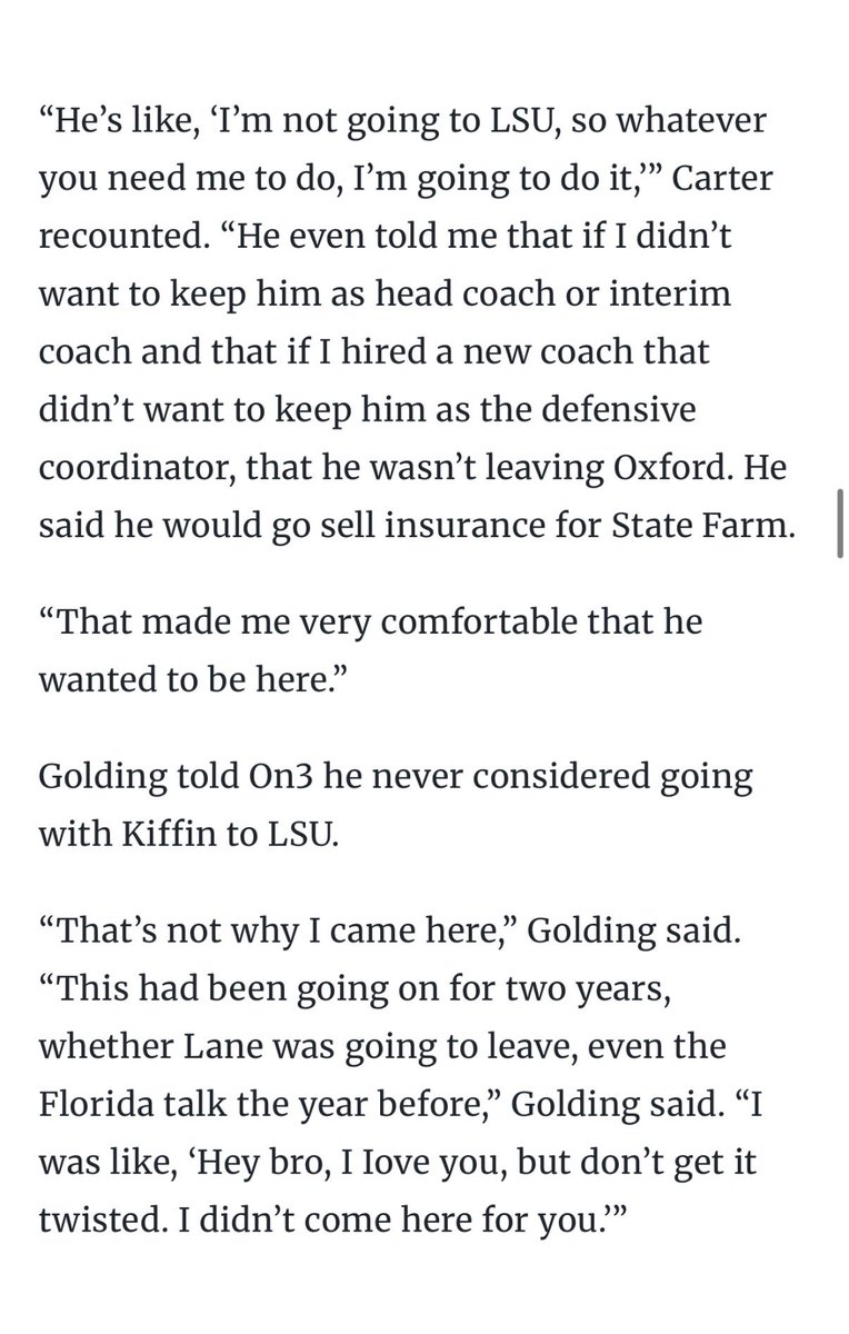 EverythingRebs's tweet photo. This is one of the coolest quotes from a head coach you will ever see. 

Pete Golding truly loves Oxford, MS and when he says it, he means it. https://t.co/nxnWZzOs57