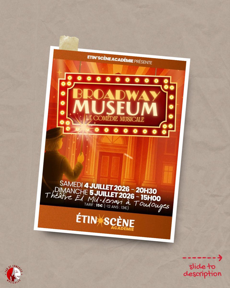 FanMusicaleC's tweet photo. [SPECTACLE] 🎭

Étin'Scène Académie, l'association culturelle basée à Toulouges, présentera sa création de fin d'année "Broadway Museum". Un spectacle qui mêle enquête, émotions, chant, danse et théâtre. https://t.co/wLrJQn0iw2