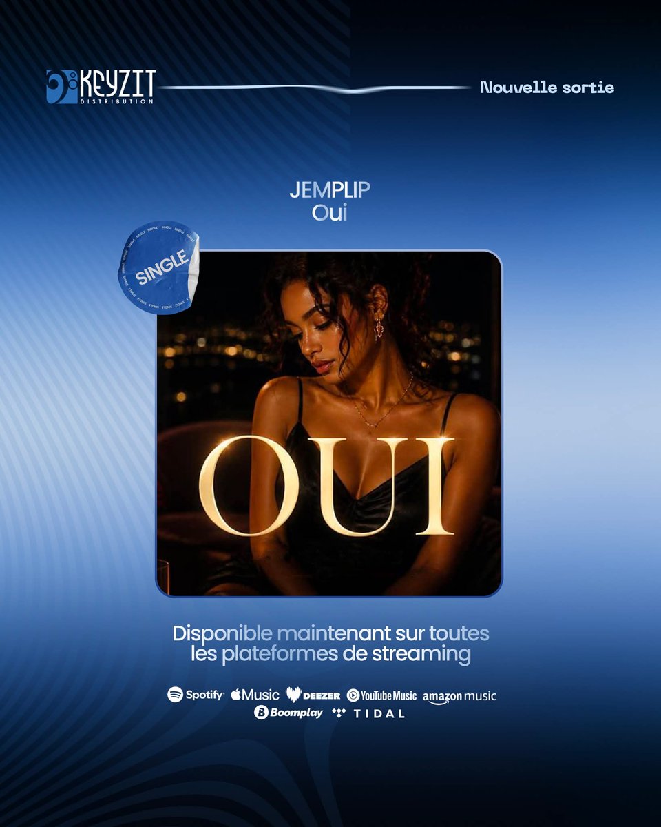 Keyzit_bj's tweet photo. Le single « 𝐎𝐮𝐢 » de l'artiste 𝐉𝐞𝐦𝐩𝐥𝐢𝐩 est disponible sur toutes les plateformes de streaming et de téléchargement légal.
🔗: https://t.co/WMPMvbYf6T

#KeyzitDistribution #KeyzitBenin #KeyzitAfrica #Keyzit #AfricanMajor https://t.co/SYydfDSXAe