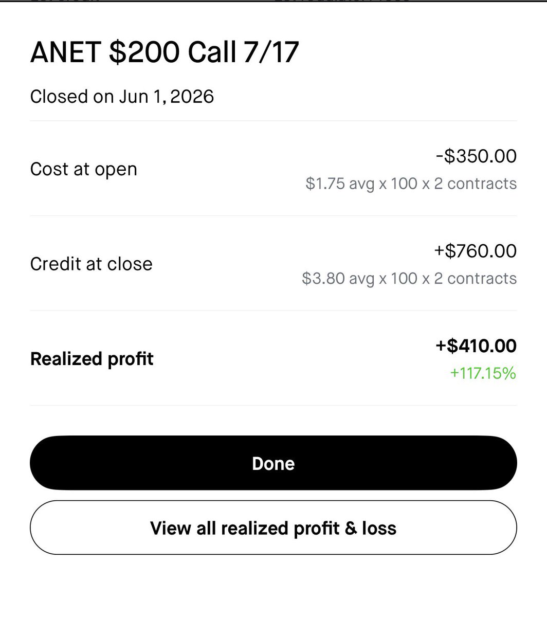 Dnl3e1's tweet photo. @Corgi4joy called $ANET like a champ. Currently holding my last 2 runners. This morning @Corgi4joy alerted the squeeze once $ANET broke $165. https://t.co/wbMKnWnwXe