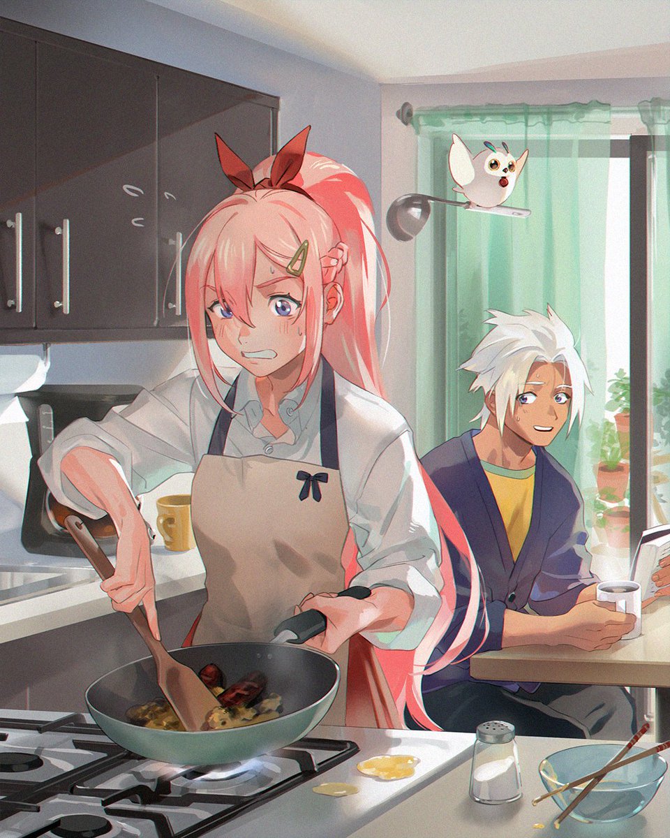 TalesofSeries's tweet photo. Alphen knows nothing better than a delicious home cooked meal, even if Shionne is the chef! 

That is, unless Tales of ARISE - Beyond the Dawn Edition is on the table. Then either way, we're all eating good!

Illustration by @cuttimecomic https://t.co/BnVtywngMr