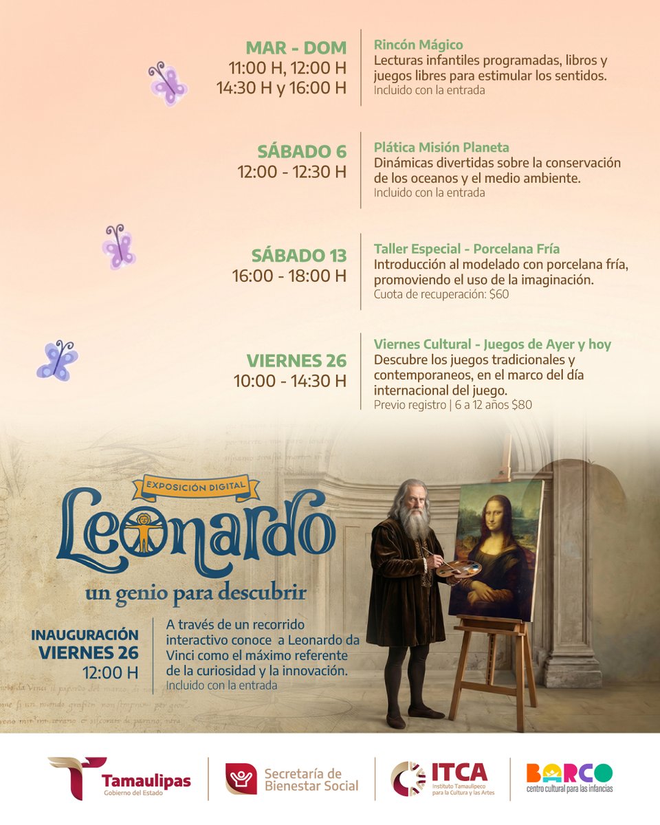 museobarco's tweet photo. ¡Junio ya está aquí y la agenda de BARCO viene cargada de sorpresas! 🧒✨
Un mes de talleres creativos, recorridos temáticos y actividades artísticas pensadas para aprender jugando en familia.
Consulta la cartelera y planea tu próxima aventura! 🎨🚀 https://t.co/9E4eHMLmu5