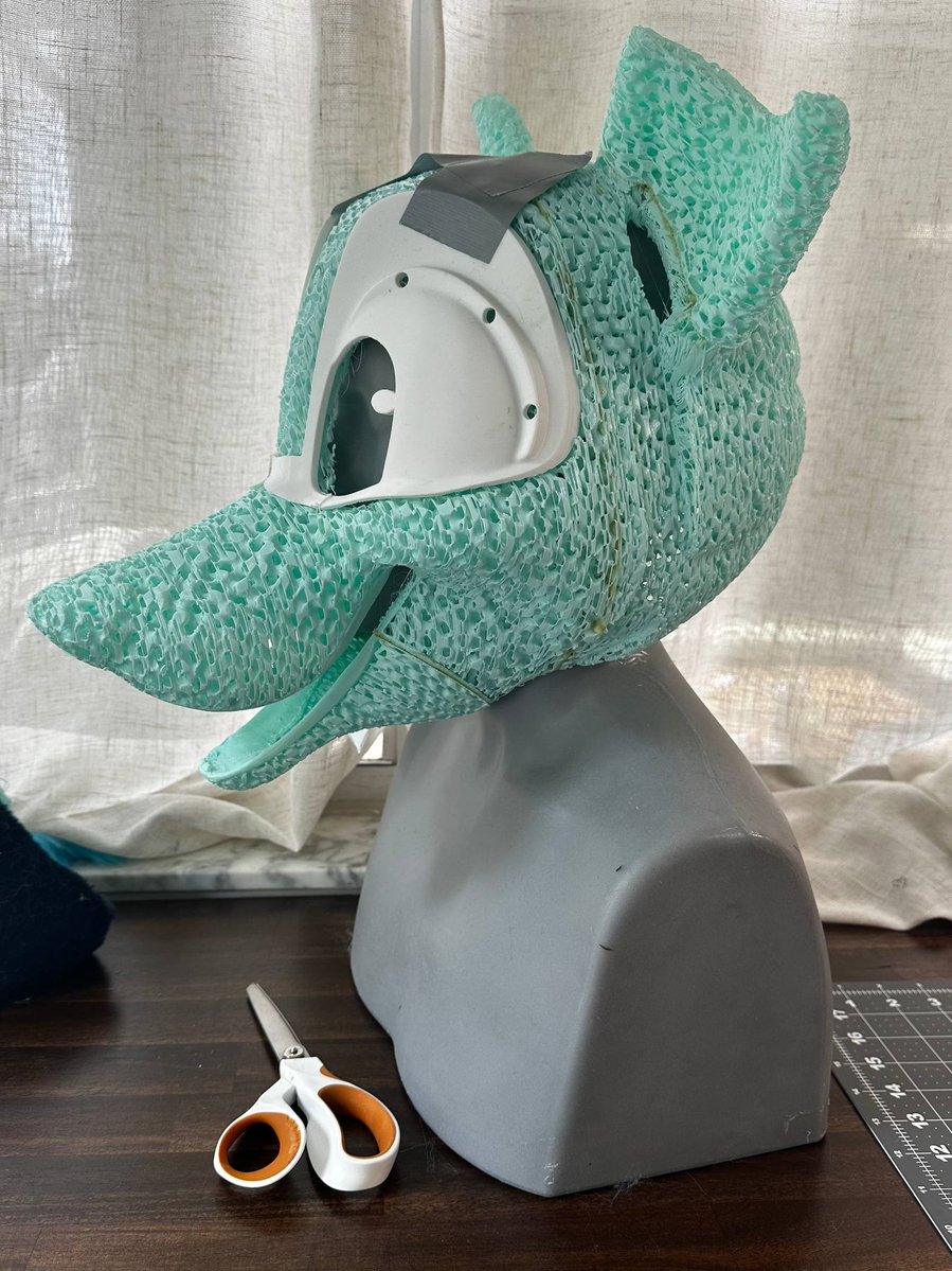 GremlinsGrove's tweet photo. I have a beautiful base from @thecrittercove up for sale. 
Asking 4️⃣0️⃣0️⃣ and 🛥.

3d modeled by Cove. 3D printed in Bambu 85a TPU. Super soft, squishy, and breathable. Ears have half-bases for floppy ears. Meant to be a collie. Comes as a fully enclosed head https://t.co/sl1Suu6AAZ
