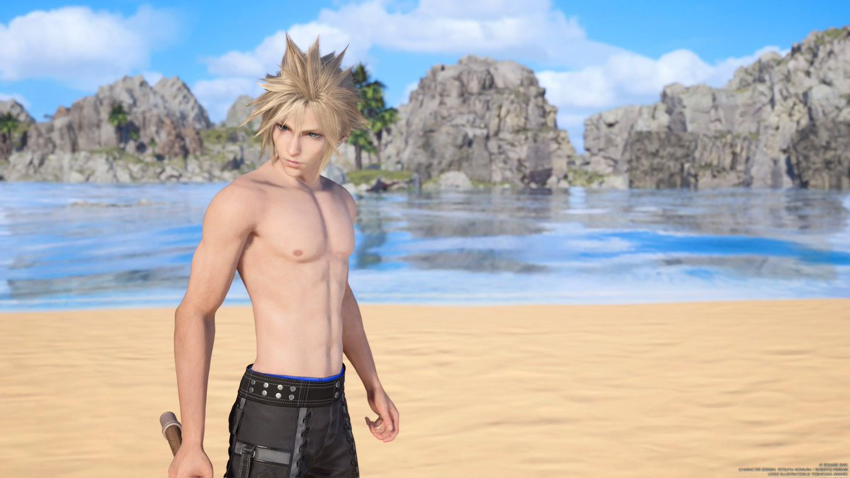 CloudfanStrife's tweet photo. WAIT Square Enix isn’t aftaid to show shirtless Cloud Strife in their promotion now LFGG https://t.co/KLEgDX0Yl4
