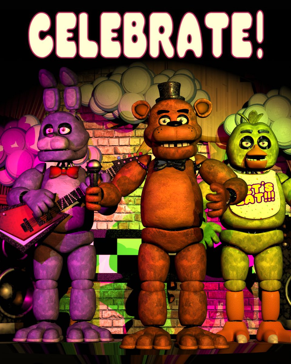maniac74437's tweet photo. Lore accurate celebrate poster 

i had to mess with the shadows abit to get them more accurate. https://t.co/CL5iiGGhim