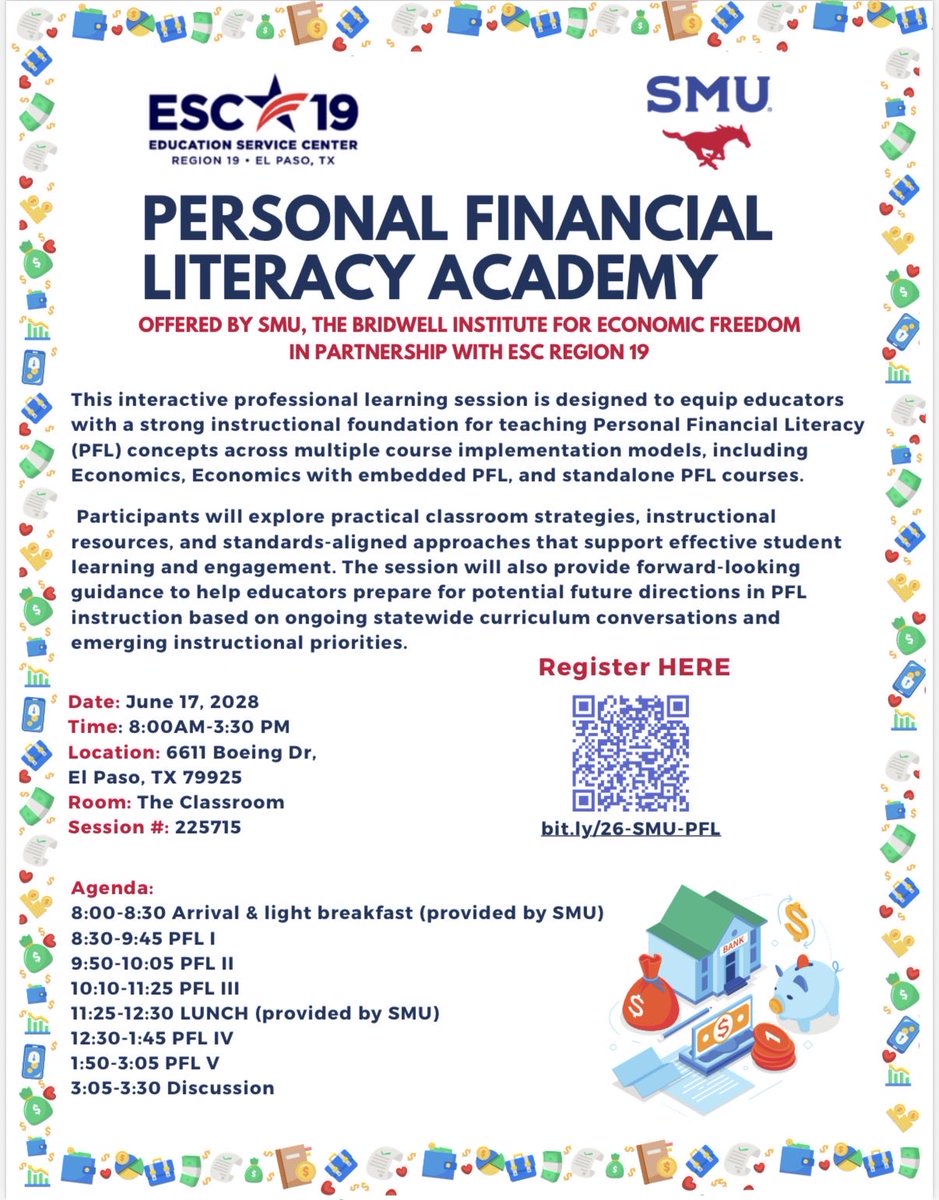 19socialstudies's tweet photo. 🚨🚨🚨FREE Personal Financial Literacy PD Session for CTE &amp; Social Studies Educators‼️
Register Today! ⬇️
https://t.co/NzyKMrtdVd https://t.co/vu6a4Opnqt