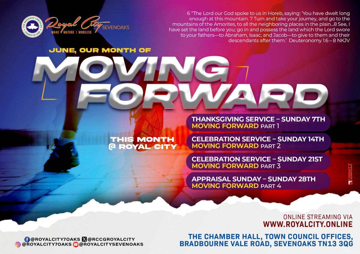 RCCGRoyalCity's tweet photo. MOVING FORWARD - We look forward to welcoming you to our services in June 2026, join us as we encounter our King to receive direction and grace to move forward in power for enlargement, expansion, and establishment in Jesus name, amen
Online streaming via https://t.co/ZPWXZU71vu https://t.co/Vc5aaVKJkG
