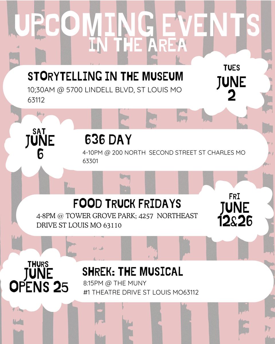 Turnberry_Place's tweet photo. Hey residents, looking for some stuff to do in the St. Charles/ St. Louis area? Here you go!
#summertime #fun #shrek #muny #turnberry #aptliving #food #foodtruck #events #lovewhereyoulive #636day #stcharles #stpeters https://t.co/4M836ltgbY