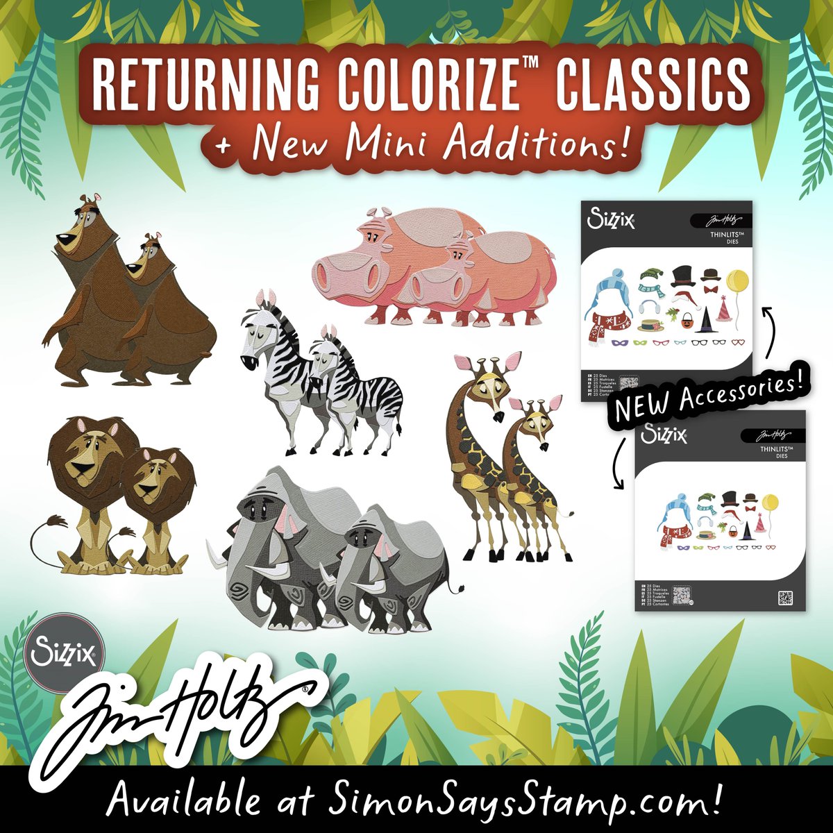 SimonSaysStamp's tweet photo. Shipping NOW! @tim_holtz @sizzix_official 🦛🦒🦁🐻🐘🦓 https://t.co/fqA4kzagfD https://t.co/UPftUnLKJK