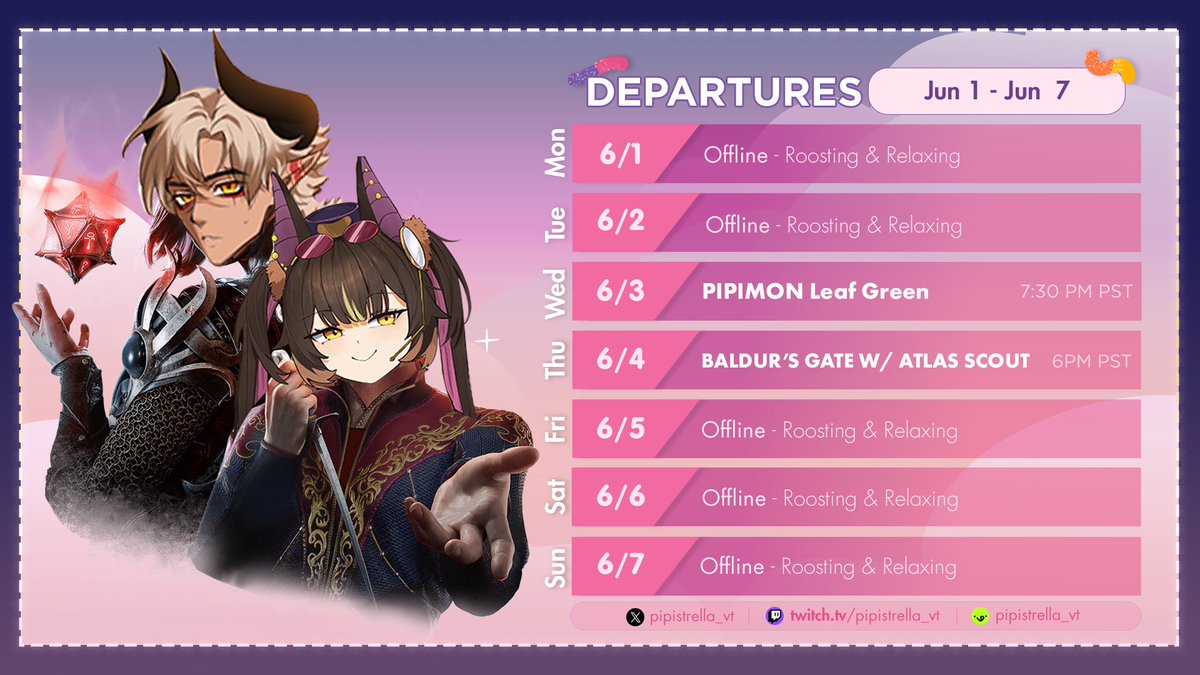 pipistrella_vt's tweet photo. GOOD MORNING pipilings!!! 🦇 schedule incoming!!

➤ Let's hang out and continue our Pipimon adventure on Wednesday! 🍃🐾

➤ Then on Thursday we're going on another adventure into Baldur's Gate with @AtlasScoutVT 🎯!!! I'M SO EXCITED, let's get that brain worm badge 🏅!!!! https://t.co/zgS3X2ttPs