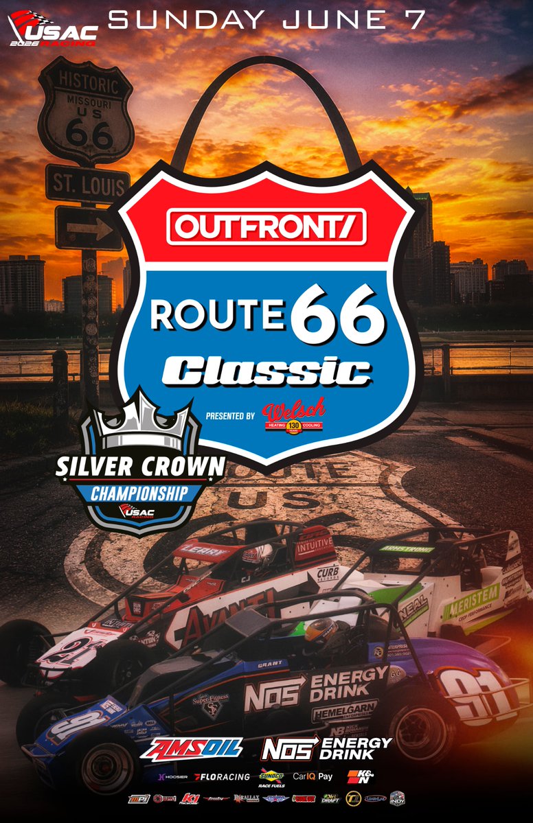 USACNation's tweet photo. 𝑮𝒆𝒕 𝒚𝒐𝒖𝒓 𝒌𝒊𝒄𝒌𝒔! 👟

This Sunday, June 7, witness the fastest speeds of the USAC Silver Crown season at @WWTRaceway! 👊

The @OUTFRONTMEDIAUS Route 66 Classic Presented by Welsch comes to St. Louis where 180 mph is the norm.

One ticket gets you all of Sunday’s action on @IndyCar weekend!

▪️ Practice: Noon CT
▪️ Qualifying: 1:45pm
▪️ Feature: 5:45pm

🎟️https://t.co/UfP3Nrbkqw