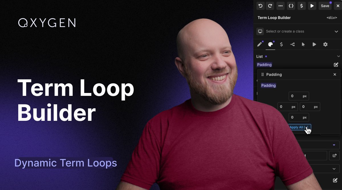 RealOxygenApp's tweet photo. Oxygen's Term Loop Builder lets you iterate through taxonomy terms (categories, tags, custom) and render them with full layout control. Ideal for dynamic listings without manual PHP.

Learn how to use it with Elijah. ➡️ https://t.co/LKVvkrXWfl https://t.co/GdNkKngIyr