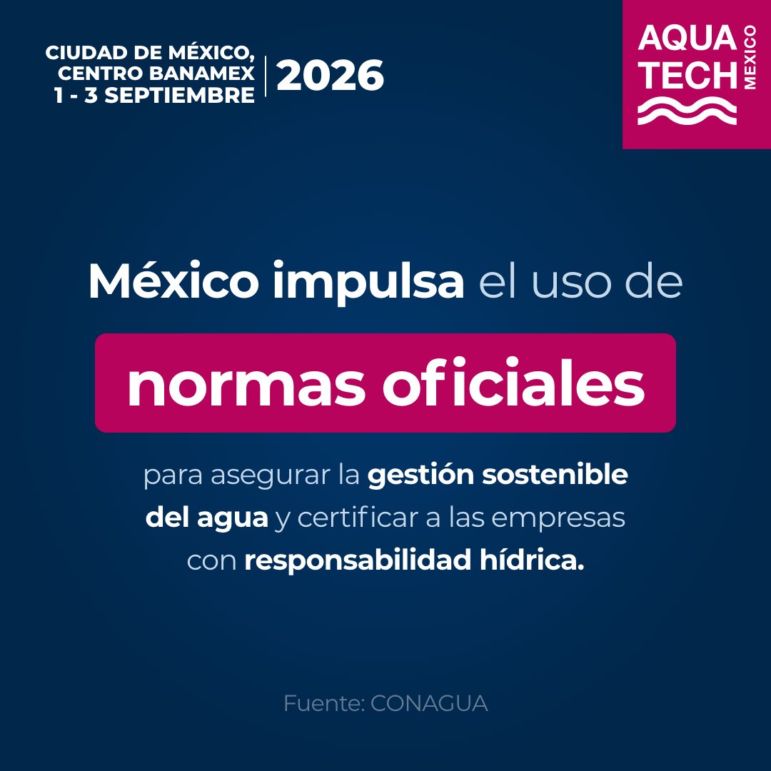 Aquatech_Mex's tweet photo. ¡La eficiencia hídrica puede ser tu mayor ventaja competitiva! 💧🚀

¡Únete a #AquatechMexico2026!
https://t.co/T5WHVxEMDi

📌 1-3 septiembre | Centro Banamex, CDMX
#Aquatech #AquatechMexico https://t.co/Zn0s32d9t5