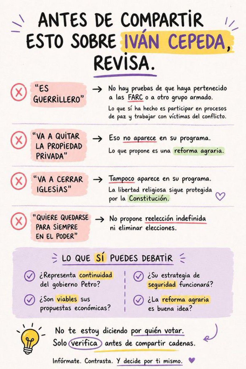 vaaaalunicorn's tweet photo. Tenemos una tarea importante: hacer pedagogía desde el amor y llegar a cada persona, a donde hoy existen dudas, rumores o desinformación. Por eso, durante los próximos días compartiré información clara sobre las propuestas de Iván Cepeda 📚
Créditos : a quien corresponda https://t.co/hBEyUzOa2e