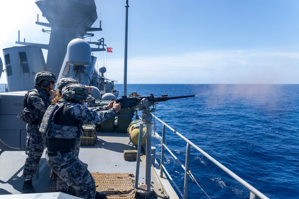 hqjoc's tweet photo. Locked on, dialed in, and in company.

Last month, @Australian_Navy HMAS Toowoomba and @RoyalCanNavy HMCS Charlottetown conducted joint live fire training in the South China Sea, collaborating on collective security of the Indo-Pacific.

Read more here: https://t.co/2gVAY6kx2q https://t.co/bxysbvsvFm