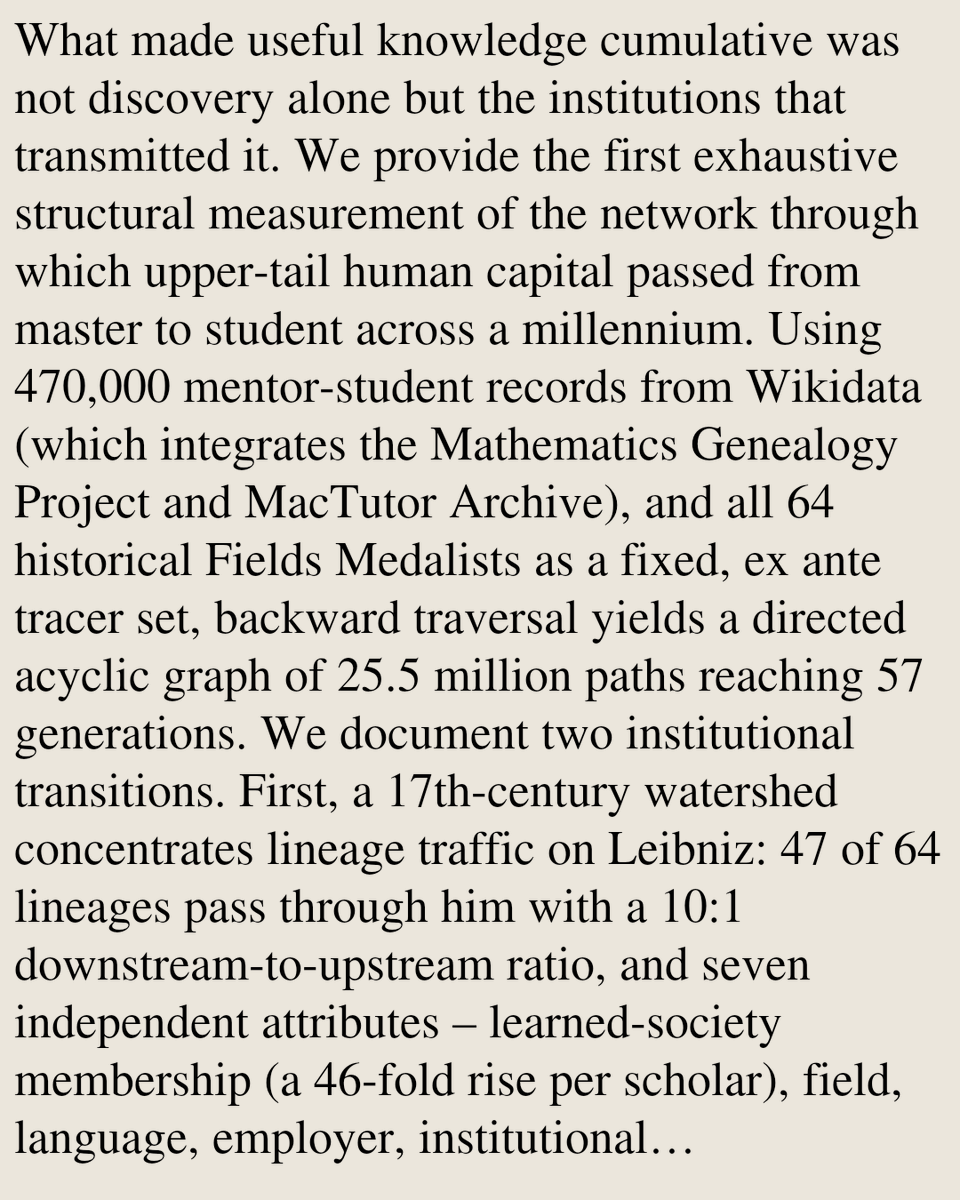 TAL's tweet photo. Institutions and the transmission of upper-tail human capital: scientific lineages across a millennium

Hiroyuki Chuma, Kanji Otsuka, Yoichi Sato
https://t.co/y42HPQQ4Vx [𝚌𝚜.𝙽𝙴] https://t.co/k5XKdxf82c